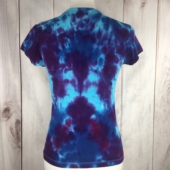 Tie Dye Happy Face Womens Shirt Sz Medium Blue - Picture 4 of 8